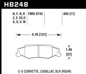 Chevrolet Corvette Z06 Brake Pad Set - Rear - Hawk Performance - DTC-30 - `01-`04